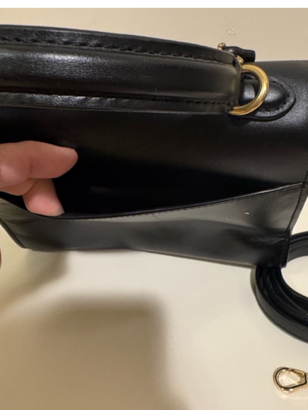 Coach✨ Leather Top Handle Crossbody Bag-Tan/Black. - Picture 9 of 15
